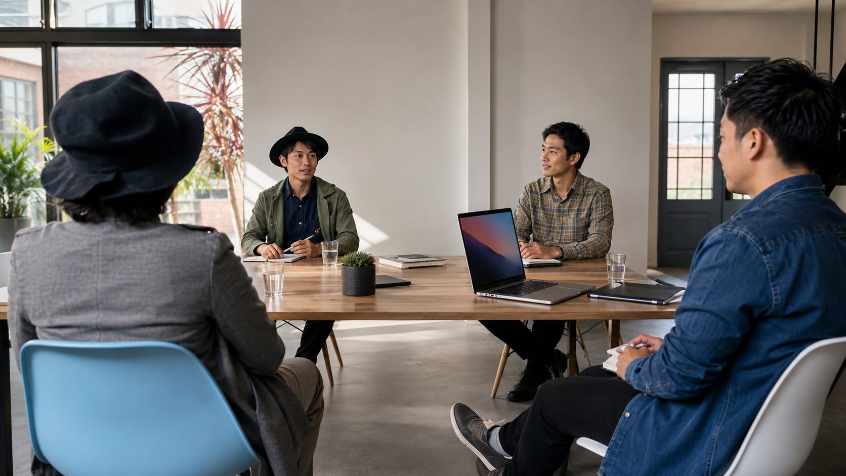 依頼前の3つの質問を整理する企業担当者のミーティング