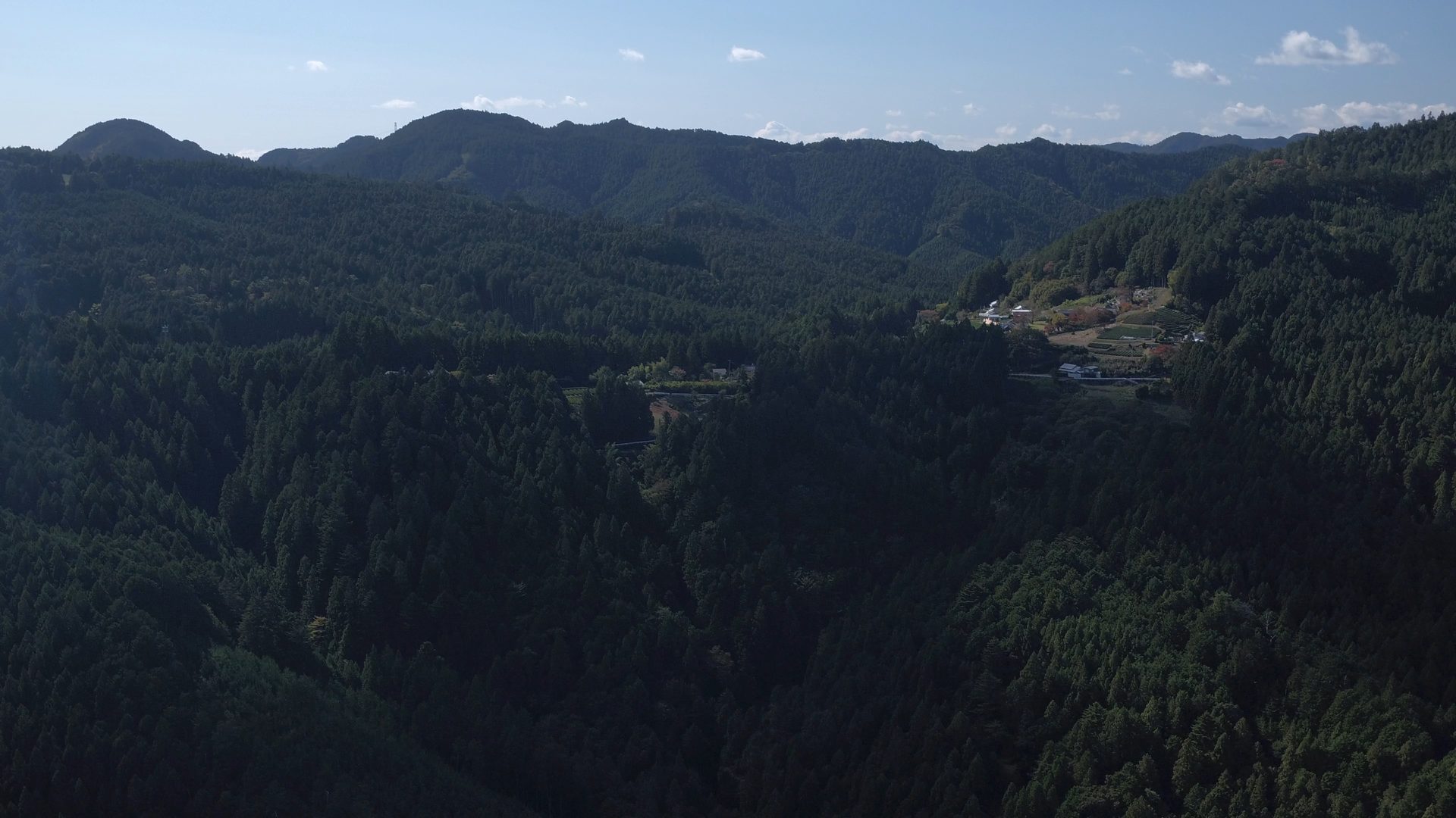 山間地域の四季と地形を捉えたドローン空撮